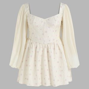 3XL Cream Chiffon Sleeve Dress